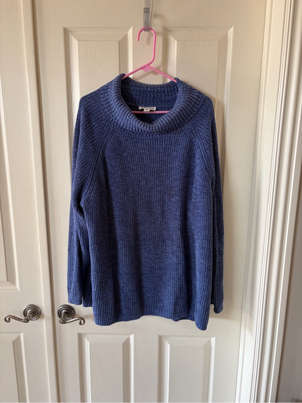 Coldwater Creek Navy Blue Cowl Neck Sweater